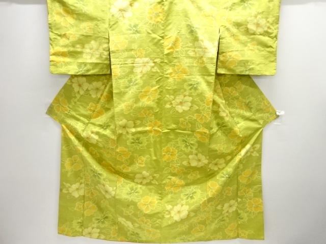 JAPANESE KIMONO / ANTIQUE KIMONO / SILK / HAND WOVEN TSUMUGI / FLOWERS